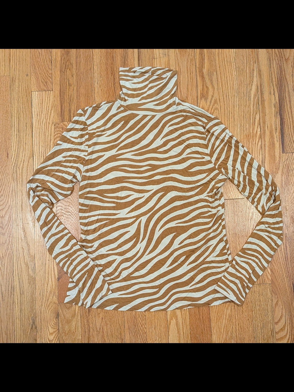 Ann Taylor Striped Turtle Neck - Tan & Cream